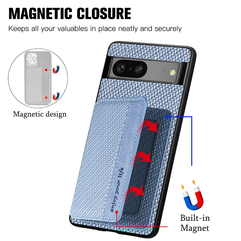 For Google Pixel 7a PU Leather Coated PC TPU Magnetic Phone Cover Carbon Fiber Texture Shockproof Anti-sratch Phone Case Wallet Kickstand For Google Pixel 7a PU Leather Coated PC TPU Magnetic Phone Cover Carbon Fiber Texture Shockproof Anti-sratch Phone Case Wallet Kickstand